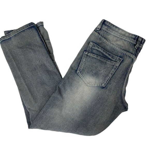 Mens True Rock Jeans Distressed Thrashed Patches Tag Size 34 Light Stone Wash - Picture 9 of 12